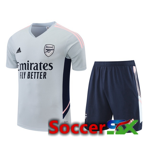 Arsenal Training T Shirt + Shorts White 2022/2023