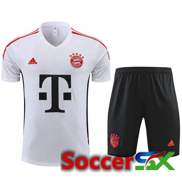 Bayern Munich Training T Shirt + Shorts White 2022/2023