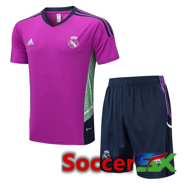 Real Madrid Training T Shirt + Shorts Purple 2022/2023