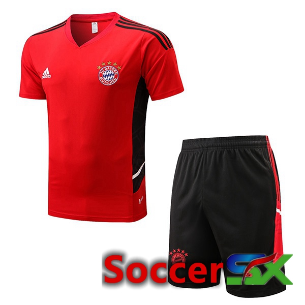 Bayern Munich Training T Shirt + Shorts Red 2022/2023