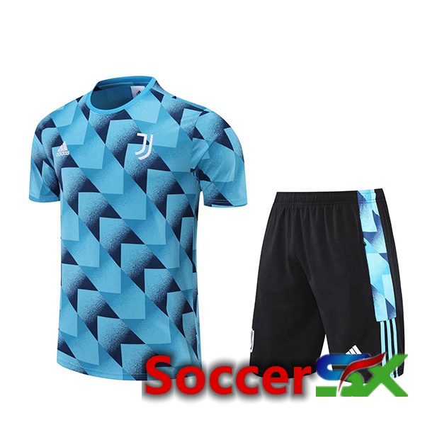 Juventus Training T Shirt + Shorts Blue 2022/2023