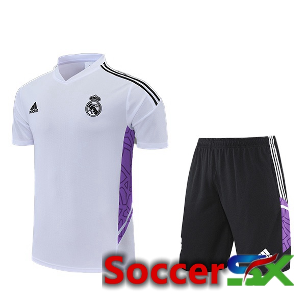 Real Madrid Training T Shirt + Shorts White 2022/2023