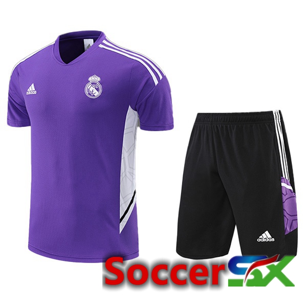 Real Madrid Training T Shirt + Shorts Purple 2022/2023