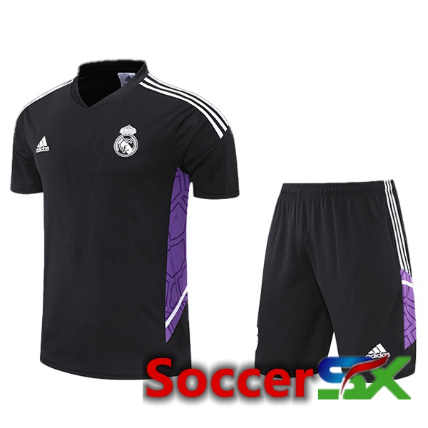 Real Madrid Training T Shirt + Shorts Black 2022/2023