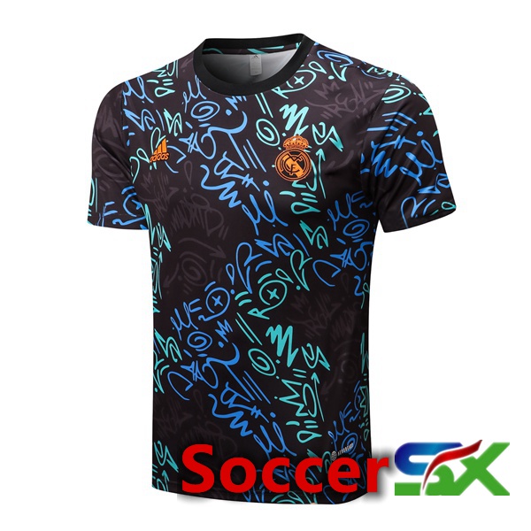 Real Madrid Training T Shirt Blue Black 2022/2023