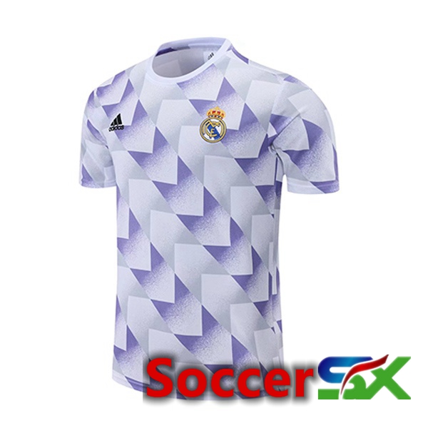 Real Madrid Training T Shirt White Purple 2022/2023