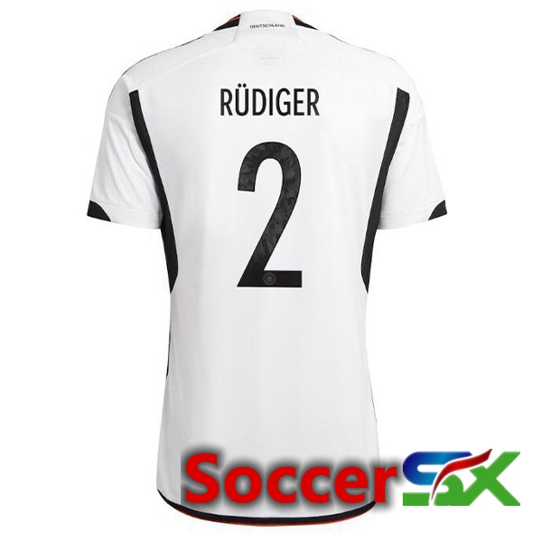 Germany (R脺DIGER 2) Home Jersey Black White World Cup 2022