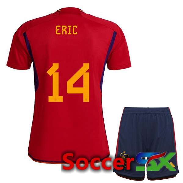 Spain (ERIC 14) Kids Home Jersey Red World Cup 2022