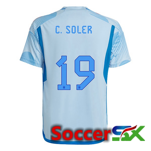 Spain (C. SOLER 19) Away Jersey Blue White World Cup 2022