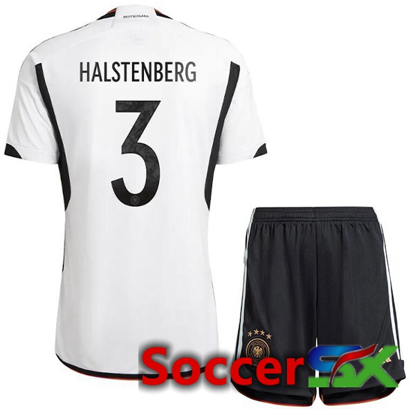 Germany (HALSTENBERG 3) Kids Home Jersey Black White World Cup 2022