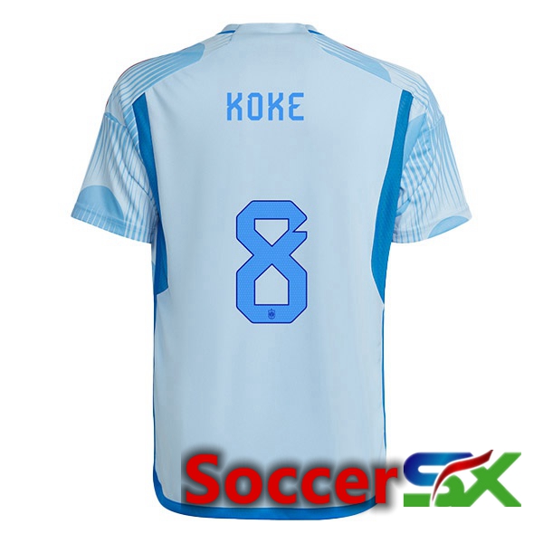 Spain (KOKE 8) Away Jersey Blue White World Cup 2022