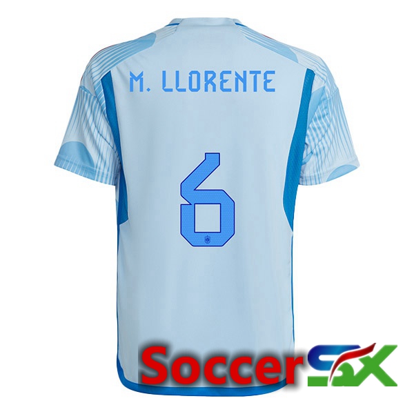 Spain (M.LLORENTE 6) Away Jersey Blue White World Cup 2022