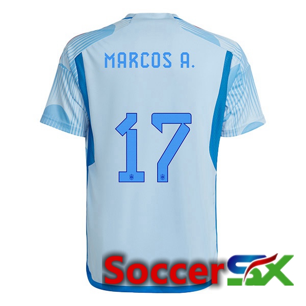 Spain (MARCOS A. 17) Away Jersey Blue White World Cup 2022