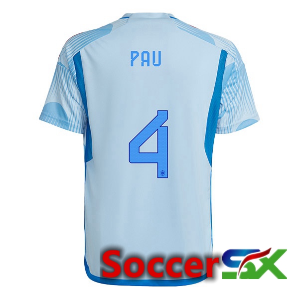 Spain (PAU 4) Away Jersey Blue White World Cup 2022