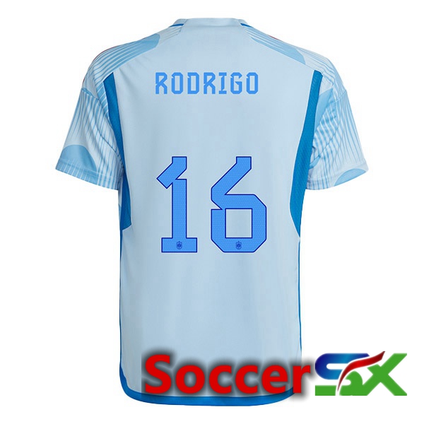 Spain (RODRIGO 16) Away Jersey Blue White World Cup 2022