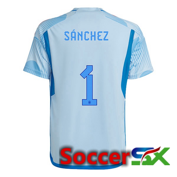 Spain (S脕NCHEZ 1) Away Jersey Blue White World Cup 2022