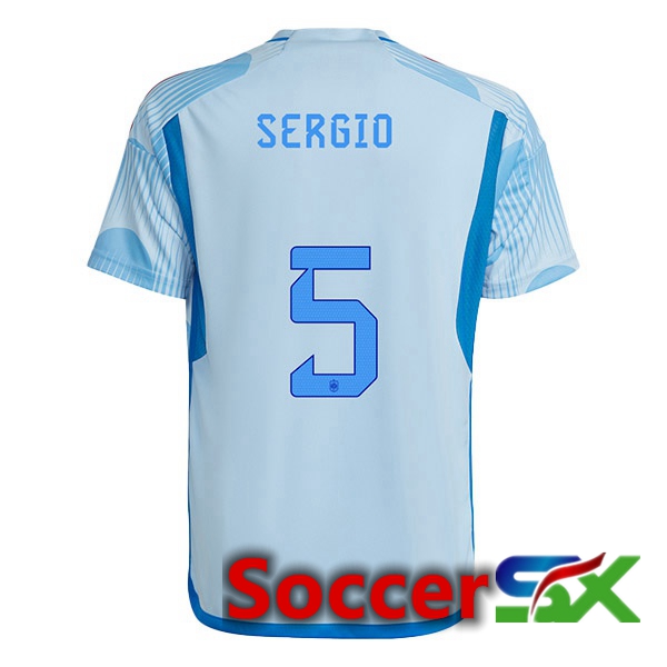 Spain (SERGIO 5) Away Jersey Blue White World Cup 2022