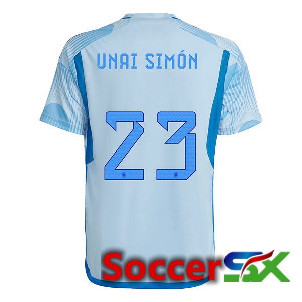 Spain (UNAI SIM脫N 23) Away Jersey Blue White World Cup 2022