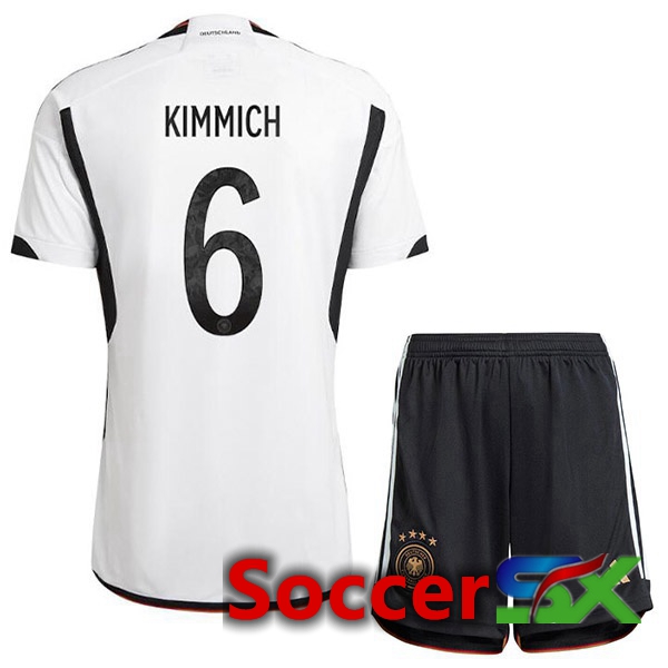 Germany (KIMMICH 6) Kids Home Jersey Black White World Cup 2022