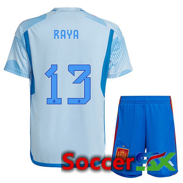 Spain (RAYA 13) Kids Away Jersey Blue White World Cup 2022