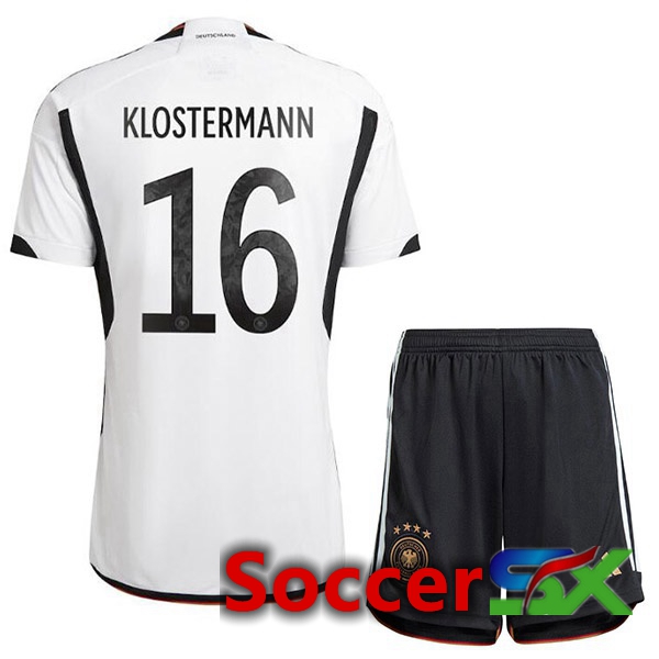 Germany (KLOSTERMANN 16) Kids Home Jersey Black White World Cup 2022