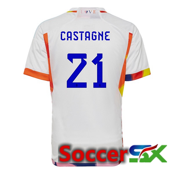 Belgium (CASTAGNE 21) Away Jersey White World Cup 2022