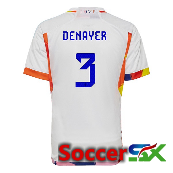 Belgium (DENAYER 3) Away Jersey White World Cup 2022