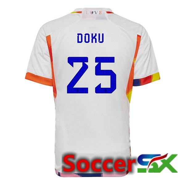 Belgium (DOKU 25) Away Jersey White World Cup 2022