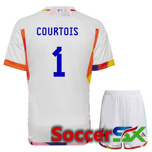 Belgium (COURTOIS 1) Kids Away Jersey White World Cup 2022