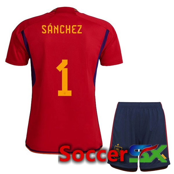 Spain (SÁNCHEZ 1) Kids Home Jersey Red 2023/2023