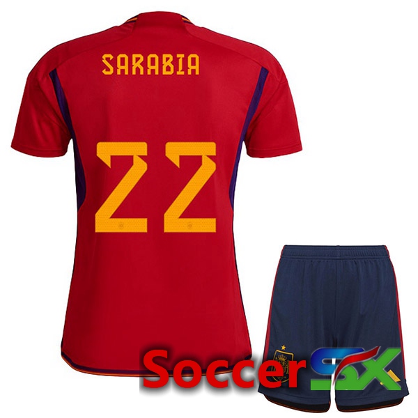 Spain (SARABIA 22) Kids Home Jersey Red 2023/2023