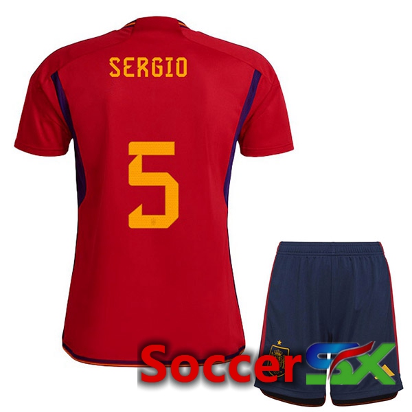 Spain (SERGIO 5) Kids Home Jersey Red 2023/2023