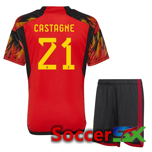 Belgium (CASTAGNE 21) Kids Home Jersey Red 2023/2023