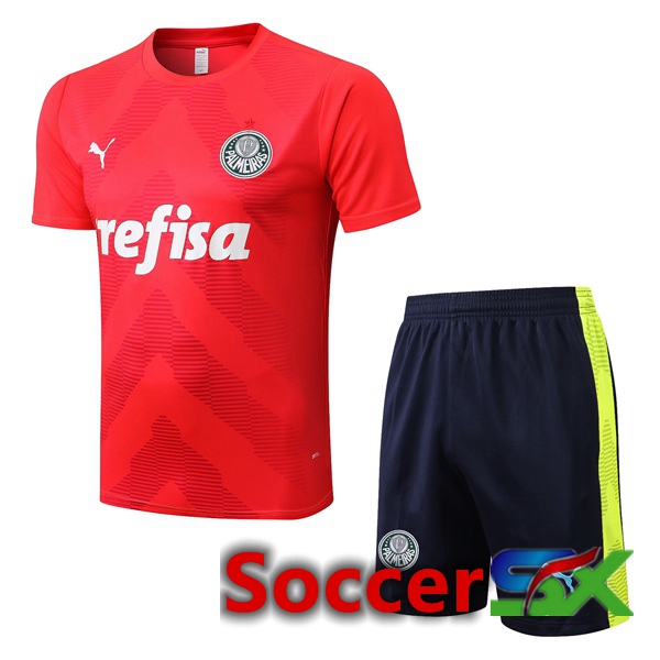 Palmeiras Training T Shirt + Shorts Red 2022/2023