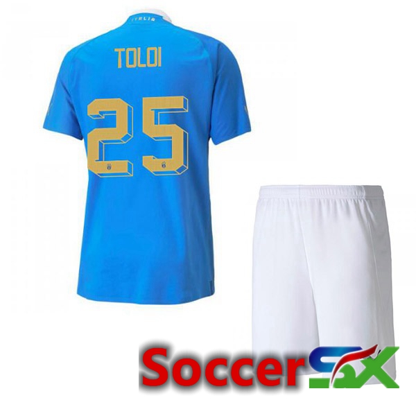 Italy（Toloi 25）Kids Home Jersey Blue 2023/2023