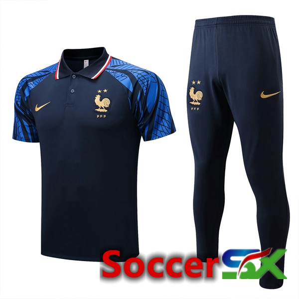 France Soccer Polo + Pants Royal Blue 2022/2023