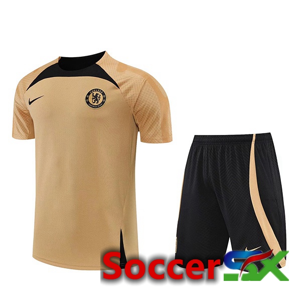 FC Chelsea Training T Shirt + Shorts Yellow 2022/2023