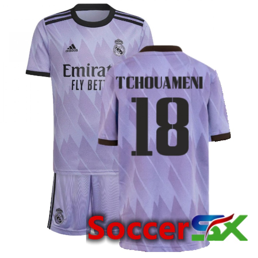 Real Madrid (Tchouameni 18) Kids Away Jersey 2022/2023