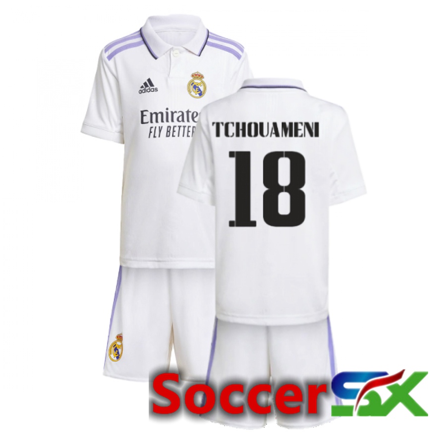 Real Madrid (Tchouameni 18) Kids Home Jersey 2022/2023