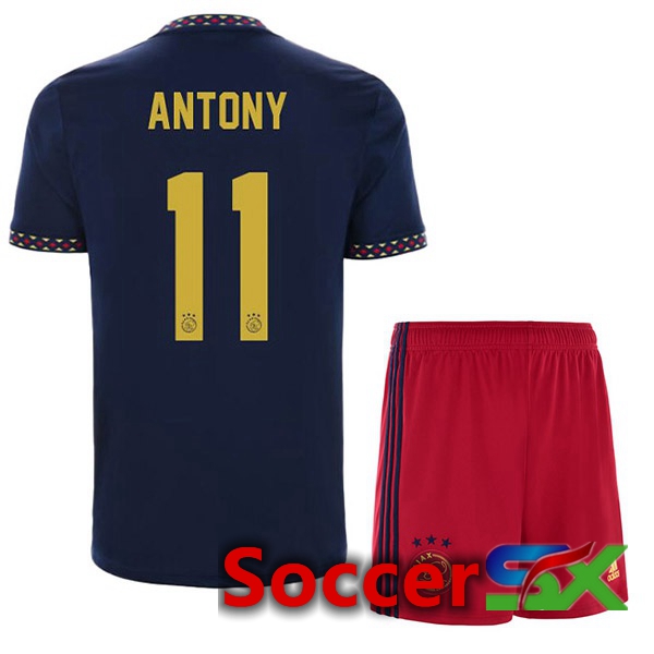 AFC Ajax (Antony 11) Kids Away Jersey Black 2022/2023