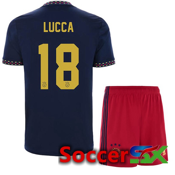 AFC Ajax (Lucca 18) Kids Away Jersey Black 2022/2023