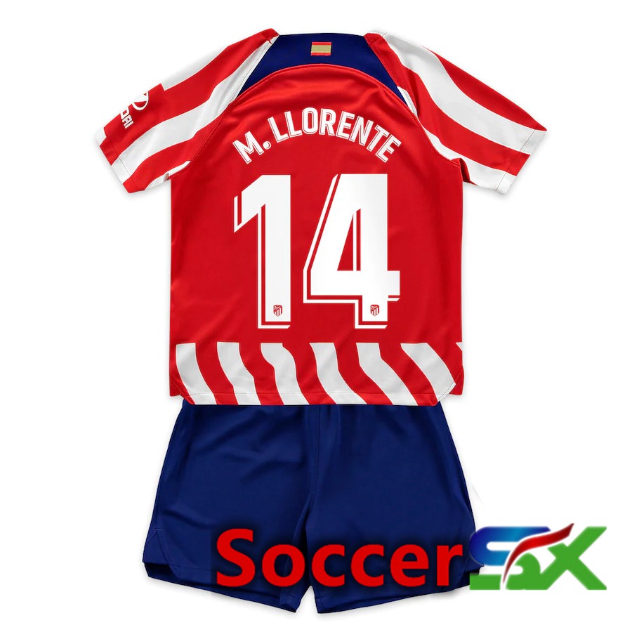 Atletico Madrid (M.Llorente 14) Kids Home Jersey 2022/2023