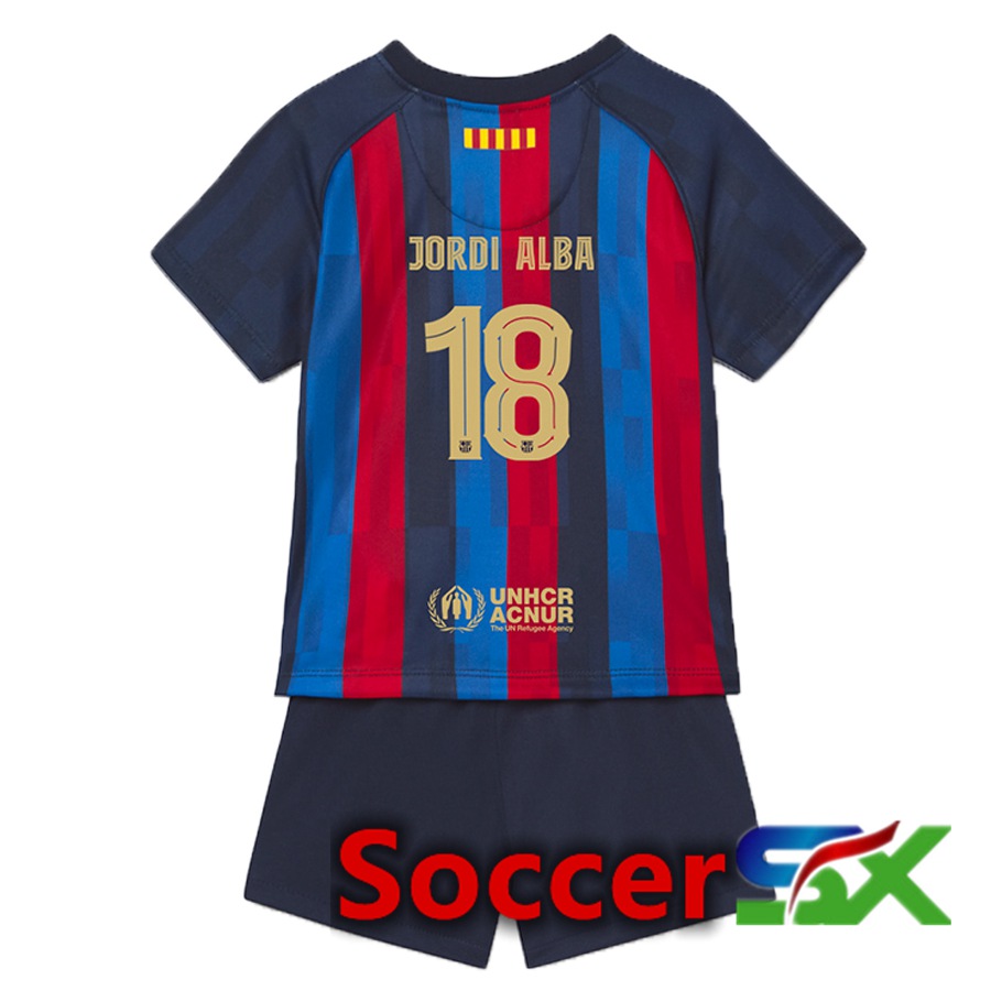 FC Barcelona (Jordi Alba 18) Kids Home Jersey 2022/2023