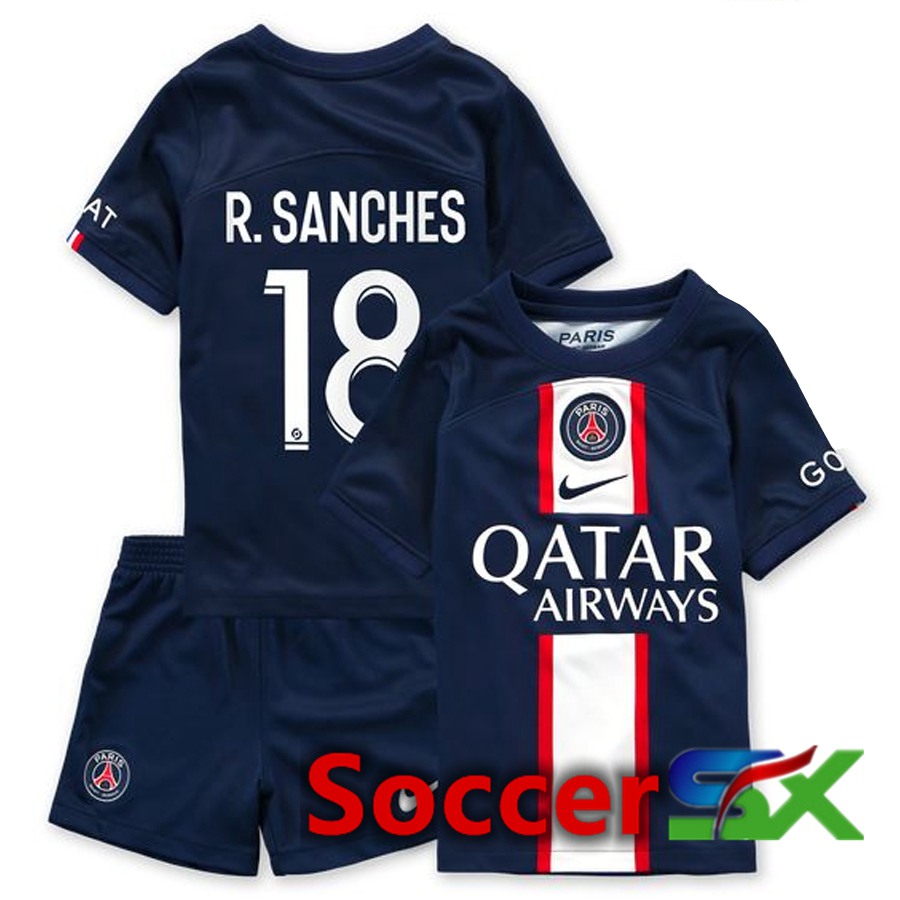 Paris PSG (R.Sanches 18) Kids Home Jersey 2022/2023