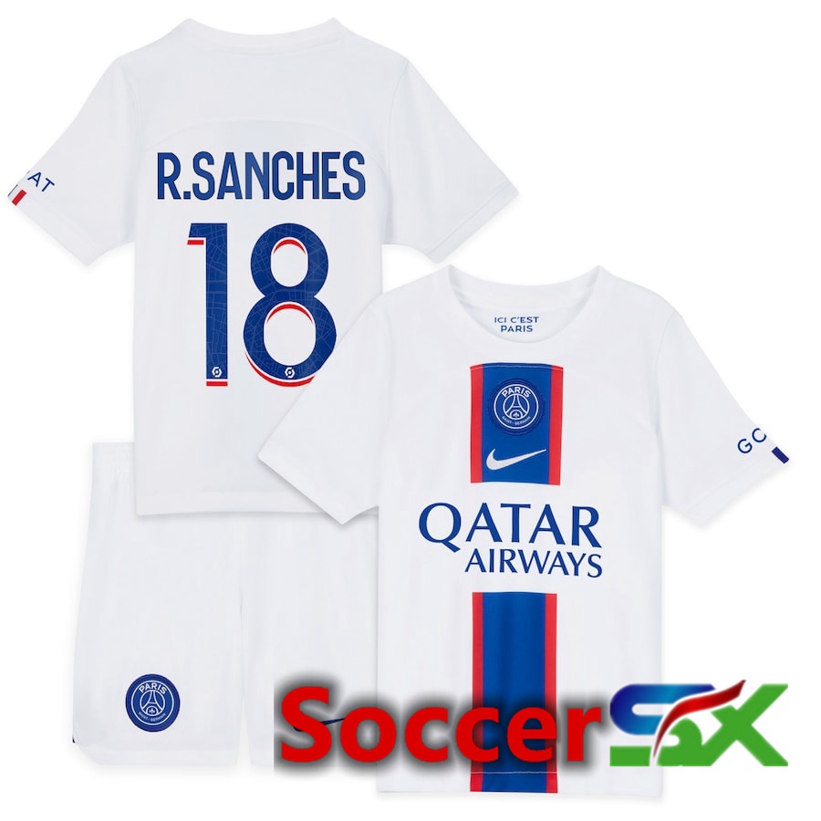 Paris PSG (R.Sanches 18) Kids Third Jersey 2022/2023