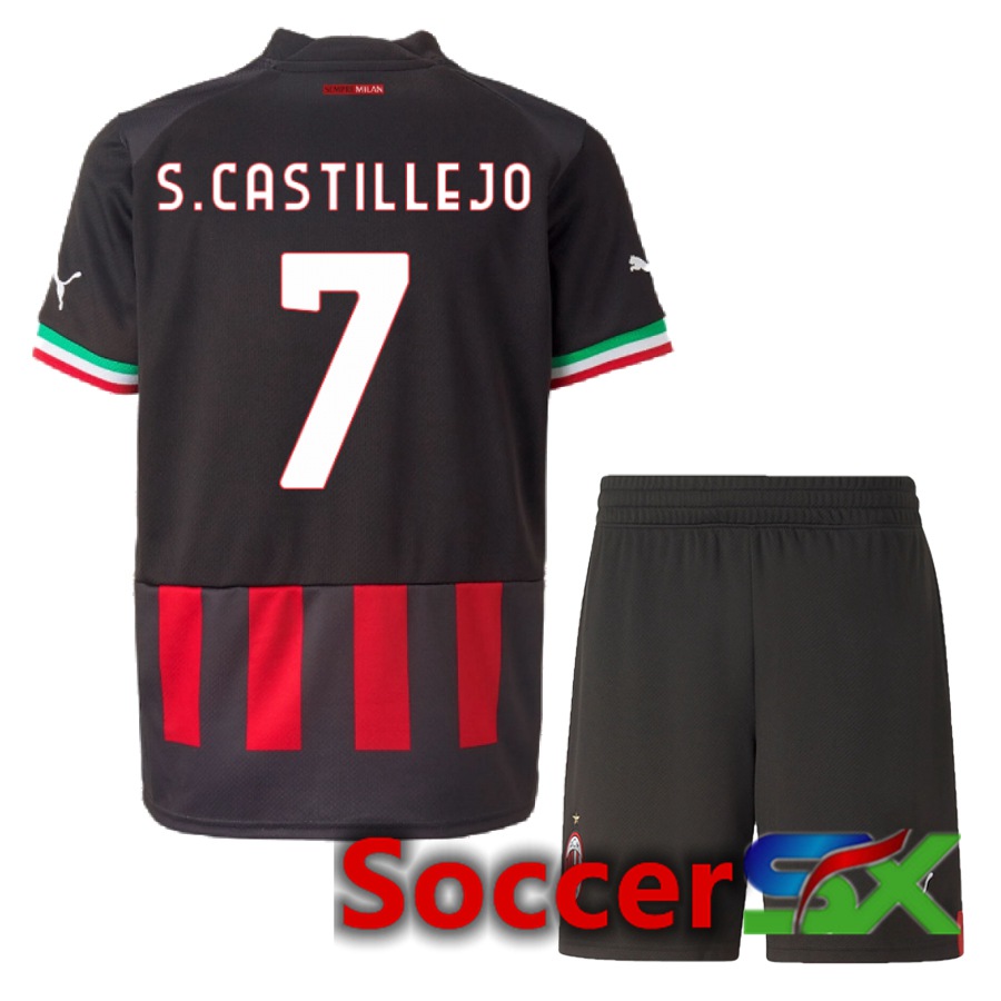AC Milan (S.Castillejo 7) Kids Home Jersey 2022/2023