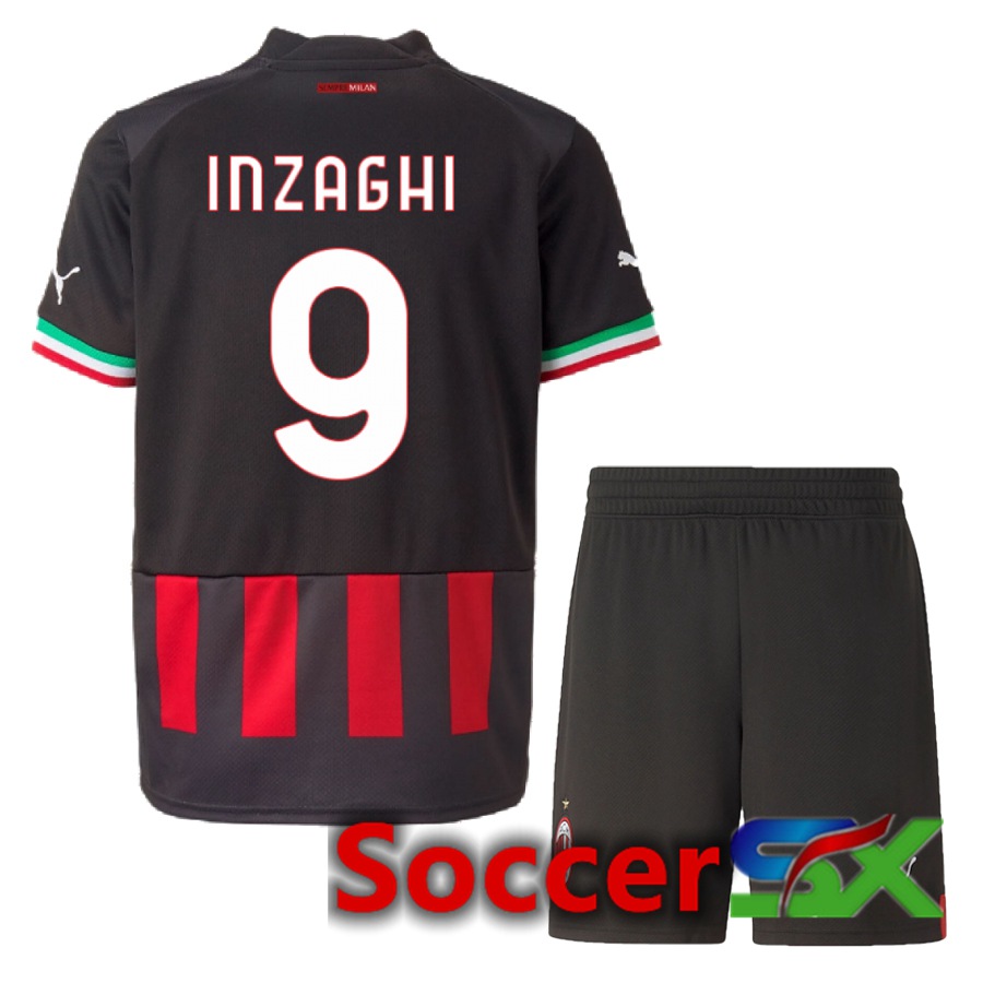 AC Milan (Inzaghi 9) Kids Home Jersey 2022/2023