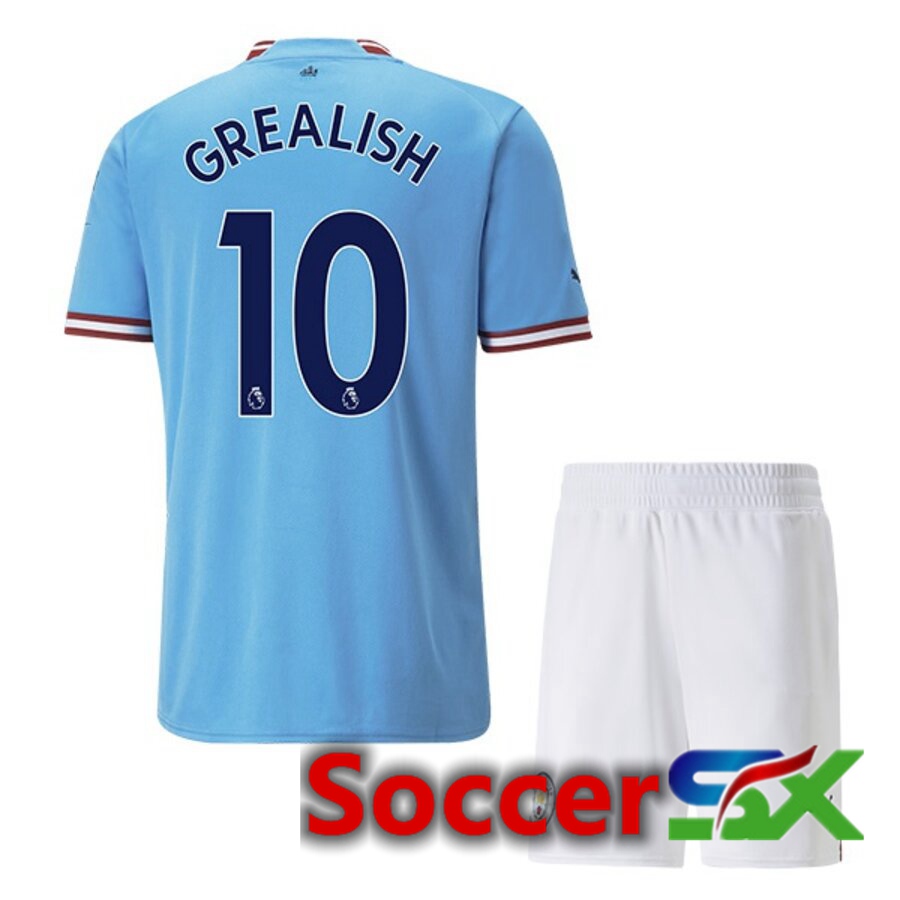 Manchester City（GREALISH 10）Kids Home Jersey 2022/2023