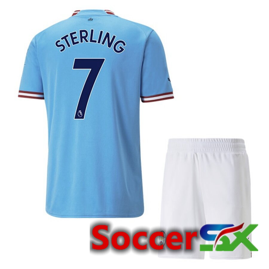 Manchester City（STERLING 7）Kids Home Jersey 2022/2023