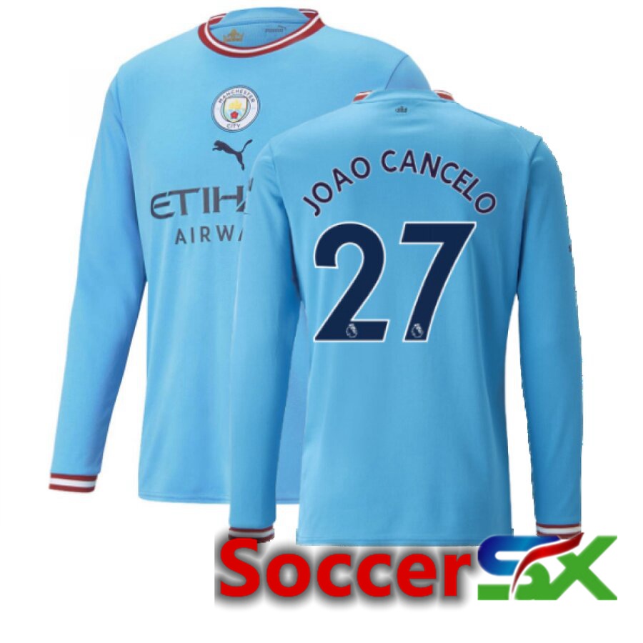 Manchester City（JOAO CANCELO 27）Home Jersey Long sleeve 2022/2023